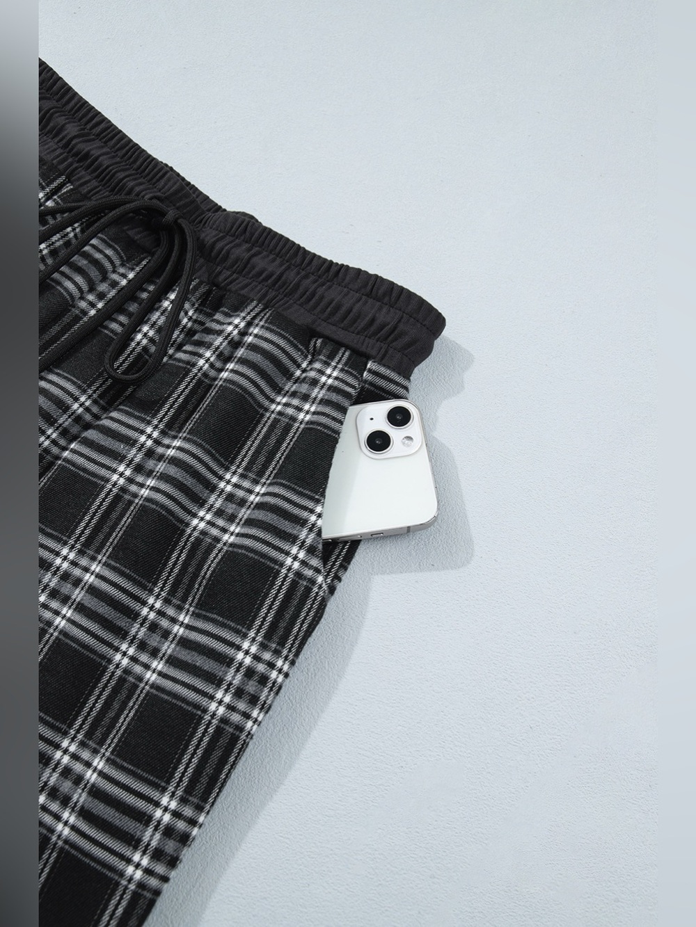 Plaid Wide-Leg Drawstring Pants - Picture 12 of 16